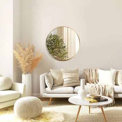 16" x 16" Round Aluminum Alloy Bathroom Vanity Mirror, Wall-Mounted Decorative Circle Mirror - PAIHOME