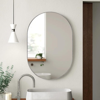 20" × 28" Arched Sleek Bathroom Mirror, Modern Capsule-Shaped Wall Mirror -PAIHOME