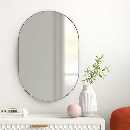 20" × 28" Arched Sleek Bathroom Mirror, Modern Capsule-Shaped Wall Mirror -PAIHOME
