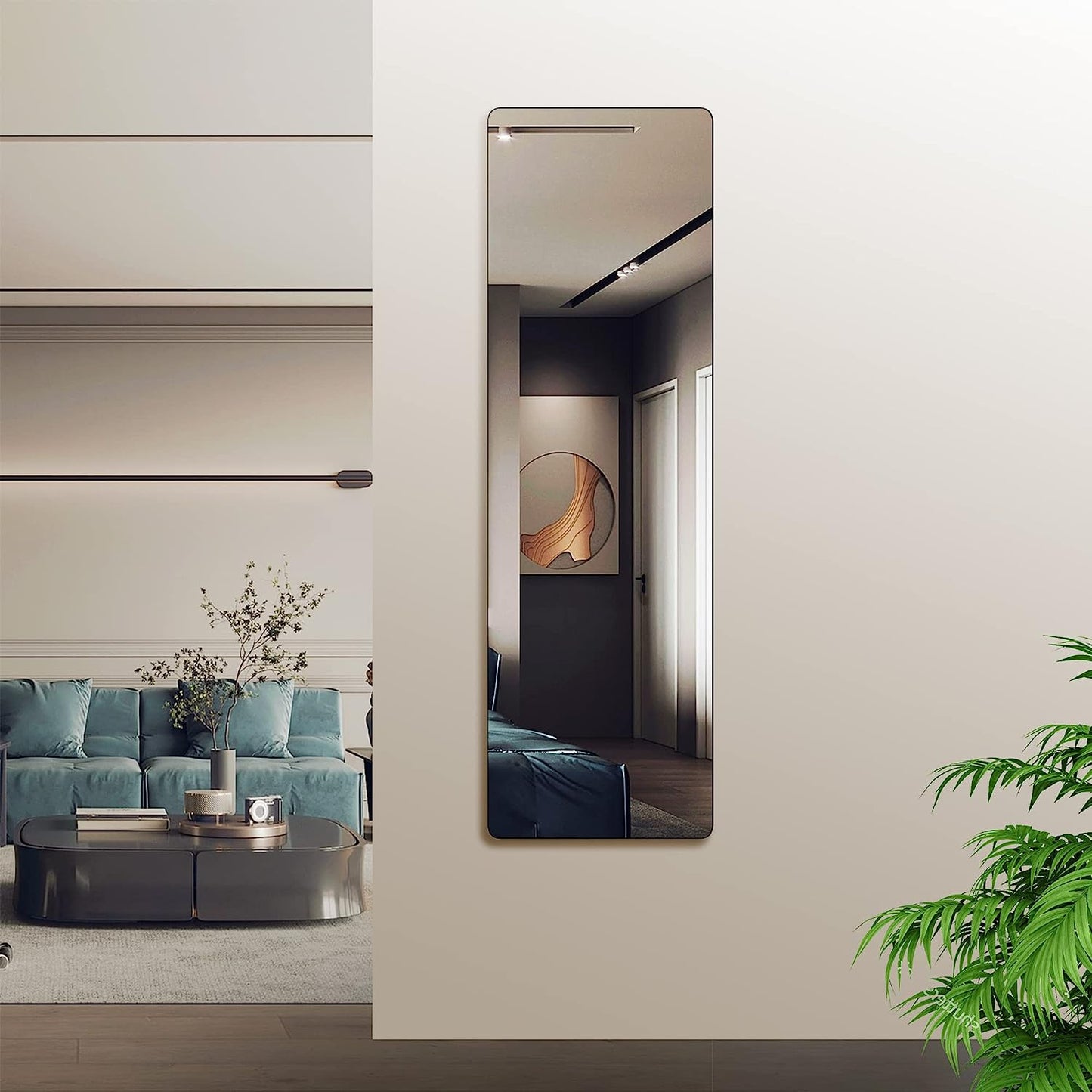 Full Length Door Mirror with Over-the-Door Hooks – Modern Tall Hanging Mirror for Bedroom, Bathroom & Entryway