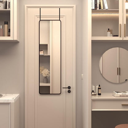 Full Length Door Mirror with Over-the-Door Hooks – Modern Tall Hanging Mirror for Bedroom, Bathroom & Entryway