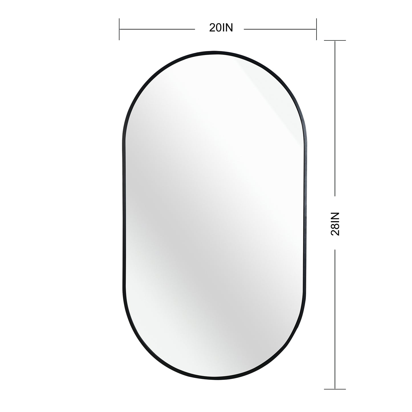 20" × 28" Arched Sleek Bathroom Mirror, Modern Capsule-Shaped Wall Mirror -PAIHOME