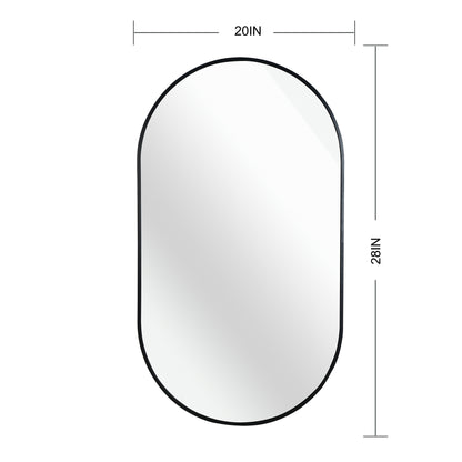 20" × 28" Arched Sleek Bathroom Mirror, Modern Capsule-Shaped Wall Mirror -PAIHOME