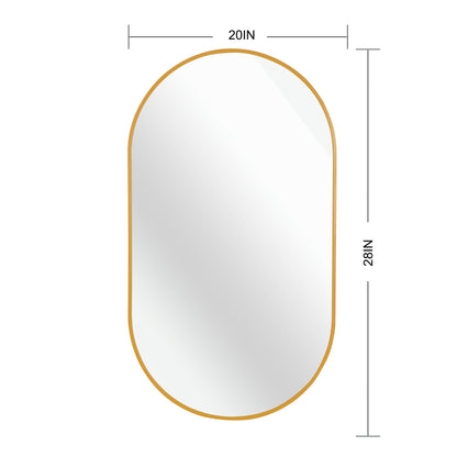 20" × 28" Arched Sleek Bathroom Mirror, Modern Capsule-Shaped Wall Mirror -PAIHOME