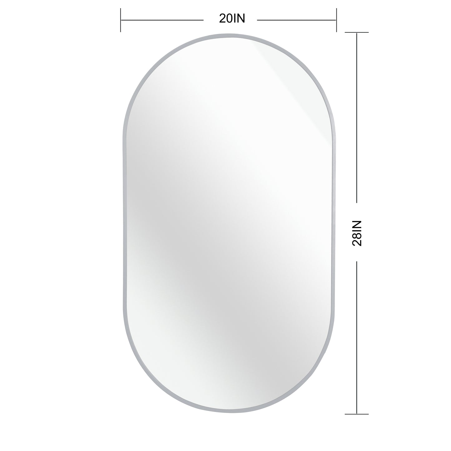 20" × 28" Arched Sleek Bathroom Mirror, Modern Capsule-Shaped Wall Mirror -PAIHOME