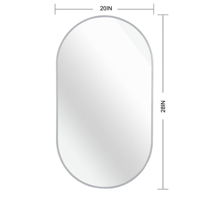 20" × 28" Arched Sleek Bathroom Mirror, Modern Capsule-Shaped Wall Mirror -PAIHOME