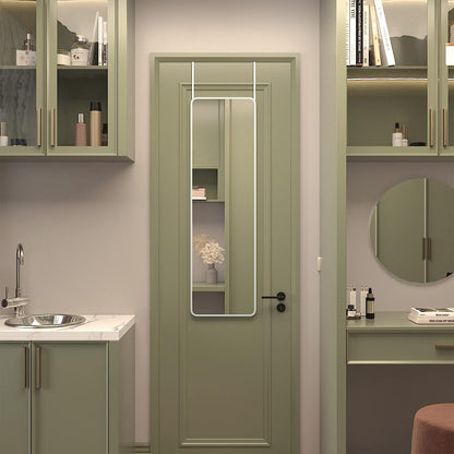 Full Length Door Mirror with Over-the-Door Hooks – Modern Tall Hanging Mirror for Bedroom, Bathroom & Entryway