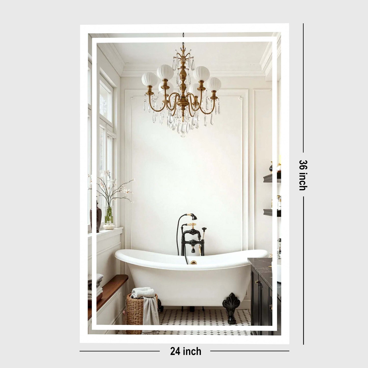 PAIHOME Backlit Bathroom Mirror with Anti-Fog - Dimmable Wall-Mounted Vanity Mirror with 3 Color Temperatures and Memory Function