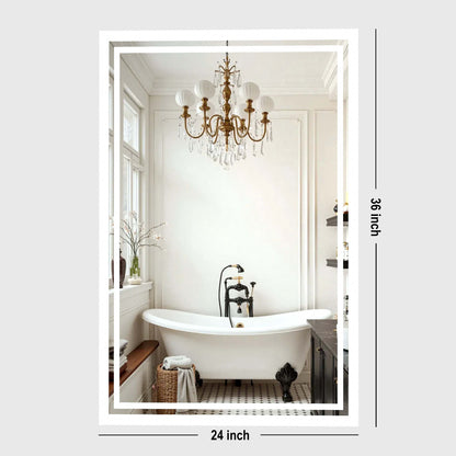 PAIHOME Backlit Bathroom Mirror with Anti-Fog - Dimmable Wall-Mounted Vanity Mirror with 3 Color Temperatures and Memory Function