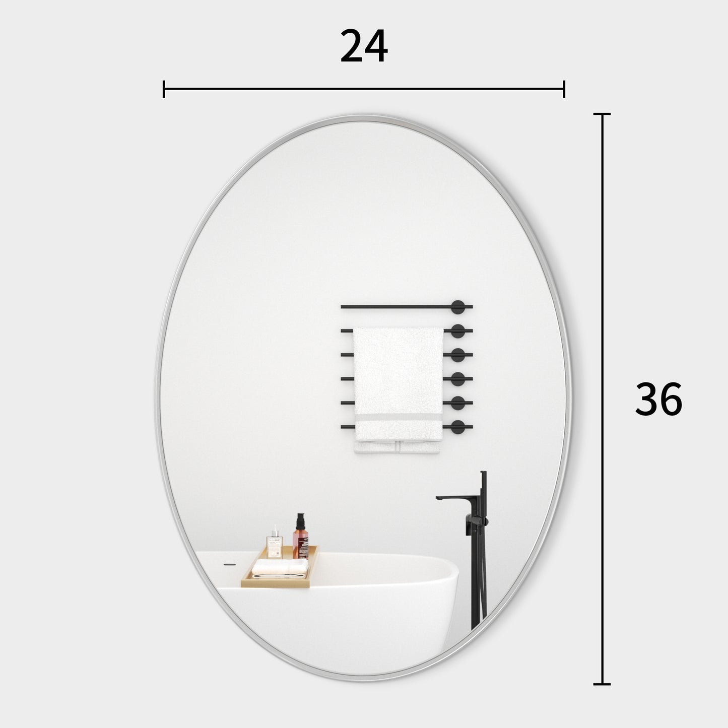 Oval Bathroom Mirror, Silver Vanity Mirror Wall Mounted - PAIHOME