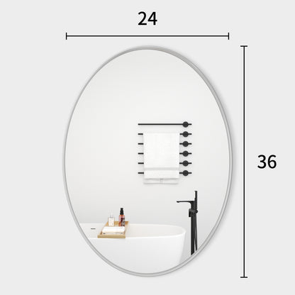 Oval Bathroom Mirror, Silver Vanity Mirror Wall Mounted - PAIHOME