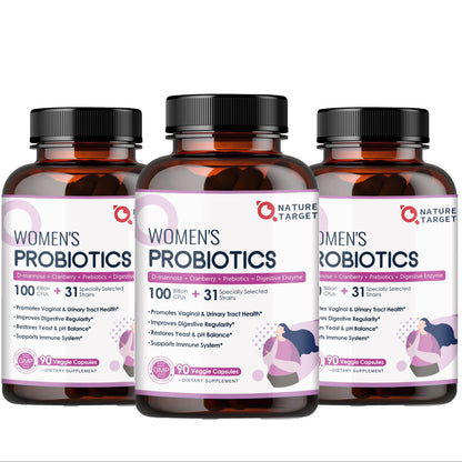 Nature Target Women’s Digestive Health Probiotics, 100 Billion CFUs+31 strains of probiotics-90ct*3