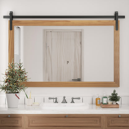 PAIHOME Wood Frame Wall Mirrors, Farmhouse Rectangle Vanity Mirror, Barn Door Bathroom Decorative Mirror