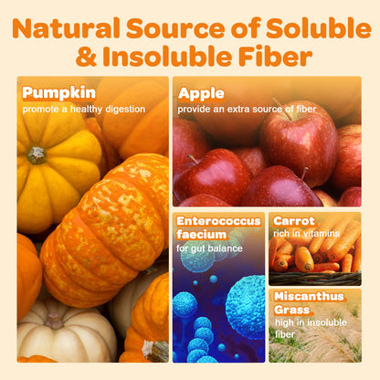 ZEBORA Pumpkin for Dogs – Natural fiber with apple & probiotics, supports digestion, firm stool, diarrhea & constipation. Add water to make puree - 60 Scoops