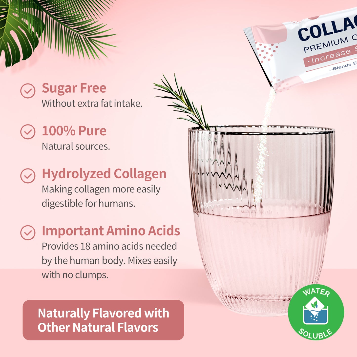 NATURE TARGET Multi Collagen Peptides (Types I, II, III, V, X), Hydrolyzed with Prebiotics, Sugar-Free, Supports Skin, Hair, Nail & Joint, Non-GMO - 30packets