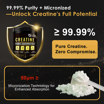NATURE TARGET Micronized Creatine Monohydrate - 75 srv. For men & women. Boosts performance, strength, muscle growth, workout recovery. Pure, fast-dissolve
