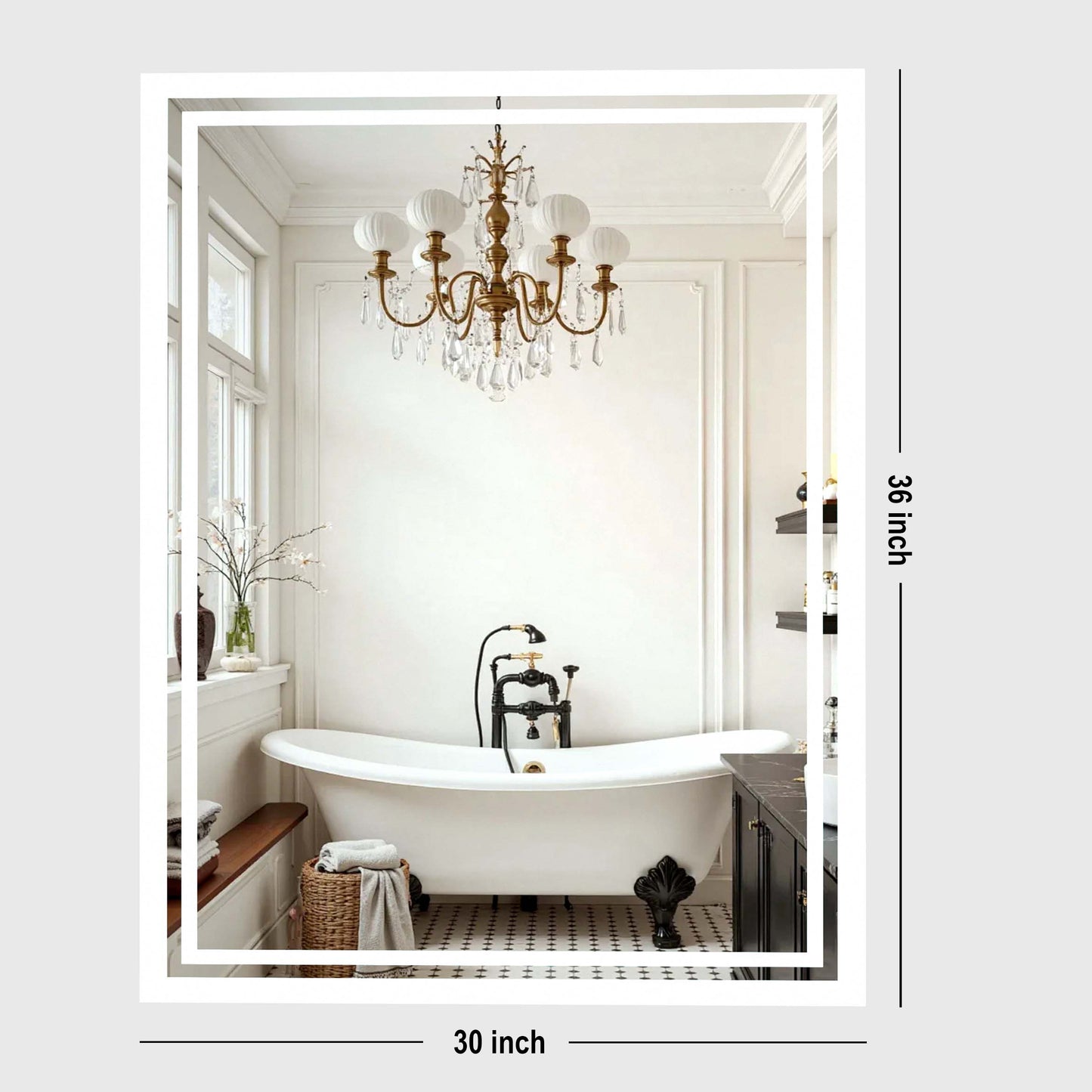 PAIHOME Backlit Bathroom Mirror with Anti-Fog - Dimmable Wall-Mounted Vanity Mirror with 3 Color Temperatures and Memory Function