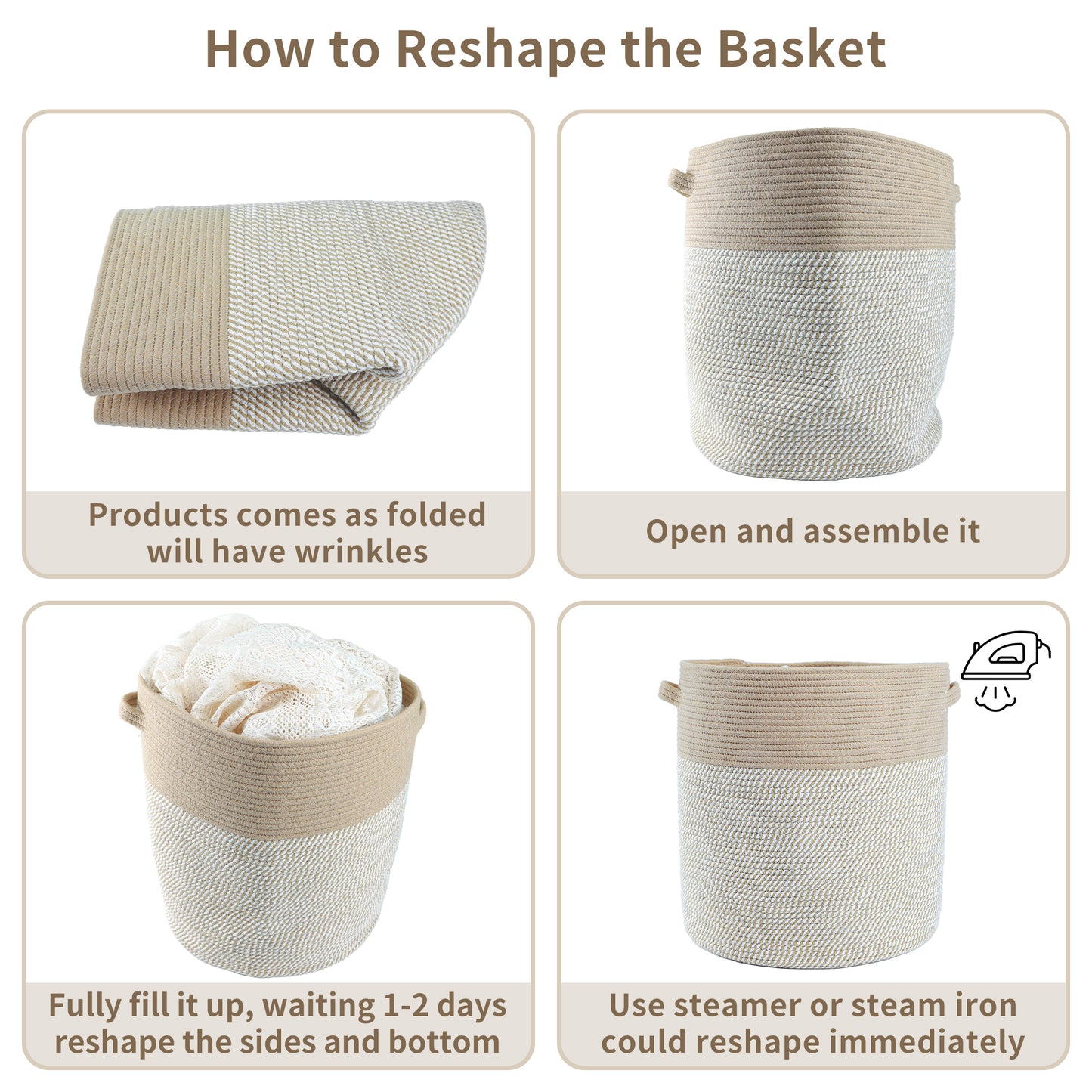 Woven Cotton Rope Storage Basket with Lid - Large Versatile Woven Hamper for Laundry, Blankets, Toys, and Home Organization