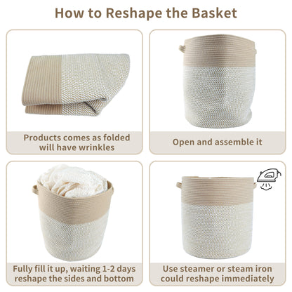 Woven Cotton Rope Storage Basket with Lid - Large Versatile Woven Hamper for Laundry, Blankets, Toys, and Home Organization