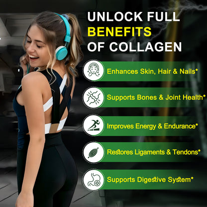 Multi-Collagen-Peptides-Powder - Hydrolyzed Collagen with Energy Blend + Multivitamin & Minerals, Supports Energy Skin Hair Nail & Joint, Non-GMO - 35 Servings