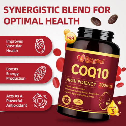 CoQ10 400mg Softgels with PQQ & Omega 3, 120 Count