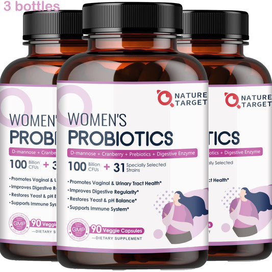 Nature Target Women’s Digestive Health Probiotics, 100 Billion CFUs+31 strains of probiotics-90ct*3