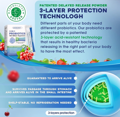 ZEBORA  Probiotics for Women & Men - 100 Billion Plus Digestive Enzymes & Prebiotics, Highest Potency 3-in-1 -  30 packets