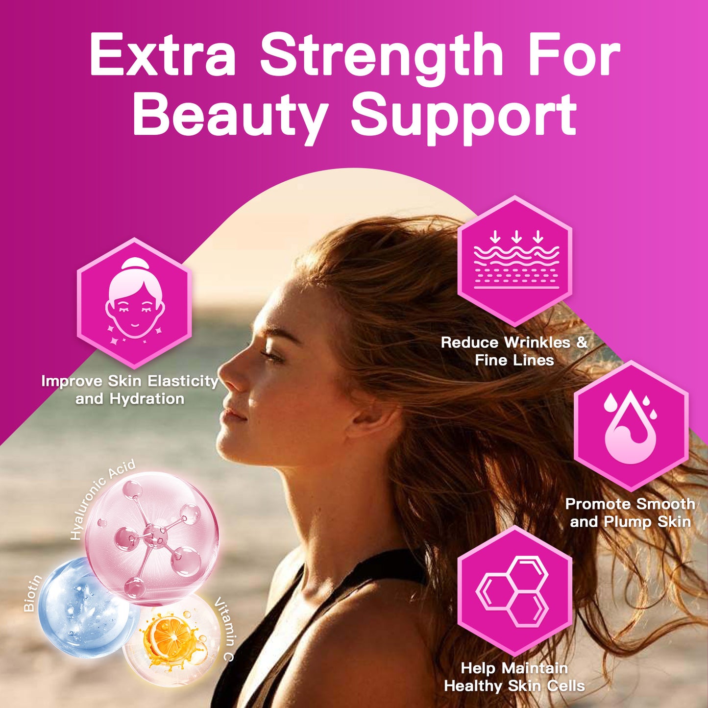 ZEBORA Multi Collagen Peptides: Hydrolyzed Coll(I-V,X)+HA+Biotin+Vit C – Supports Skin/Hair/Nails/Joints – 35 Servings