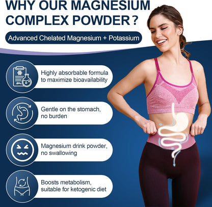NATURE TARGET Magnesium Supplement Powder for Muscle, Nerve, Bone & Heart Support with Glycinate/Citrate/Malate, L-Theanine - Lemon Orange - 10.58oz