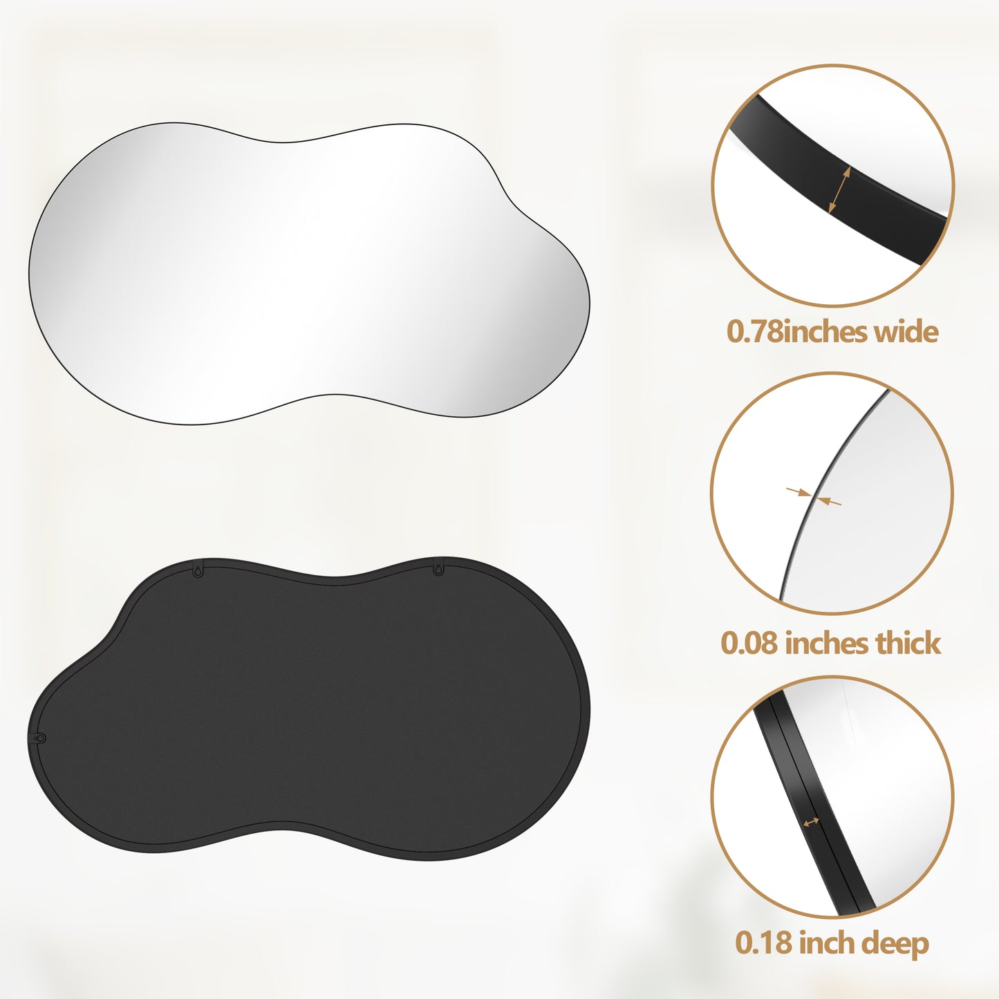 Irregular Wavy Wall Mirror – Asymmetrical Shape, HD Reflection, Modern Decor for Bedroom, Bathroom, Living Room