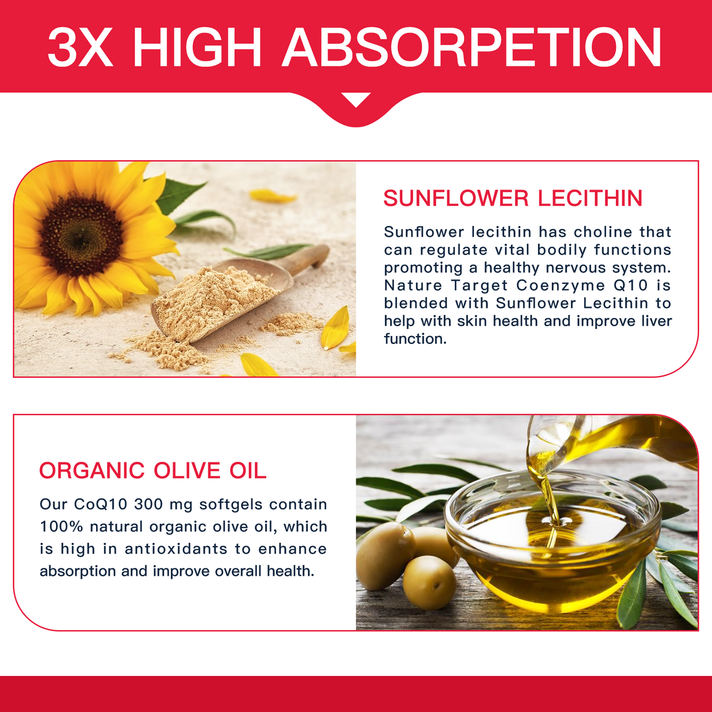 Nature Target CoQ10 300mg+PQQ, Olive Oil, High Absorption, Heart & Immune Support, Energy Production - 120 Servings