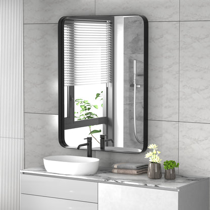 PAIHOME 24"×36" Rectangular Bathroom Wall Mirror-Industrial Vanity Mirror with Black, Shatterproof, Sturdy Frame