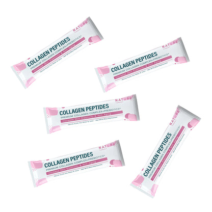 NATURE TARGET Multi Collagen Peptides (Types I, II, III, V, X), Hydrolyzed with Prebiotics, Sugar-Free, Supports Skin, Hair, Nail & Joint, Non-GMO - 30packets