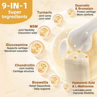 Glucosamine Chondroitin Joint Support Supplement, with MSM Turmeric Boswellia, Glucosamine Sulfate, Glucosamine Chondroitin MSM, for Joint Supports & Relief -120 Capsules