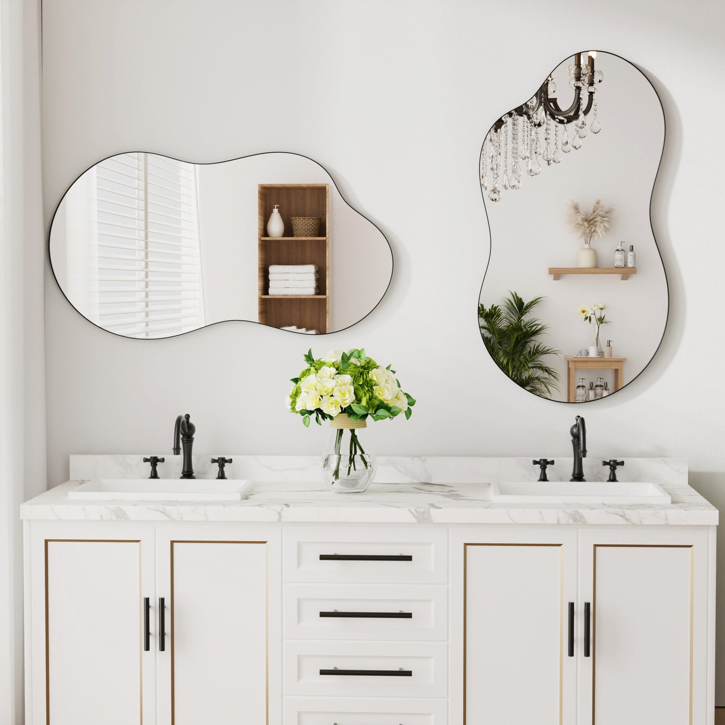 Irregular Wavy Wall Mirror – Asymmetrical Shape, HD Reflection, Modern Decor for Bedroom, Bathroom, Living Room