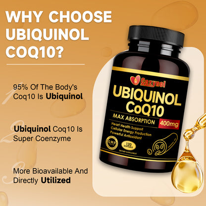 CoQ10 Ubiquinol 400mg, High Absorption Coenzyme Q10 120 Count