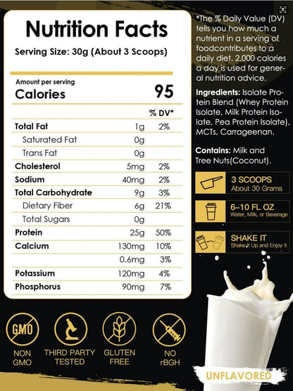 NATURE TARGET Whey Protein: Build Muscle, Aid Recovery, Boost Satiety 25g Protein, 5.5g BCAAs, Grass-Fed Whey, Pea Protein, MCTs - 1.1lb