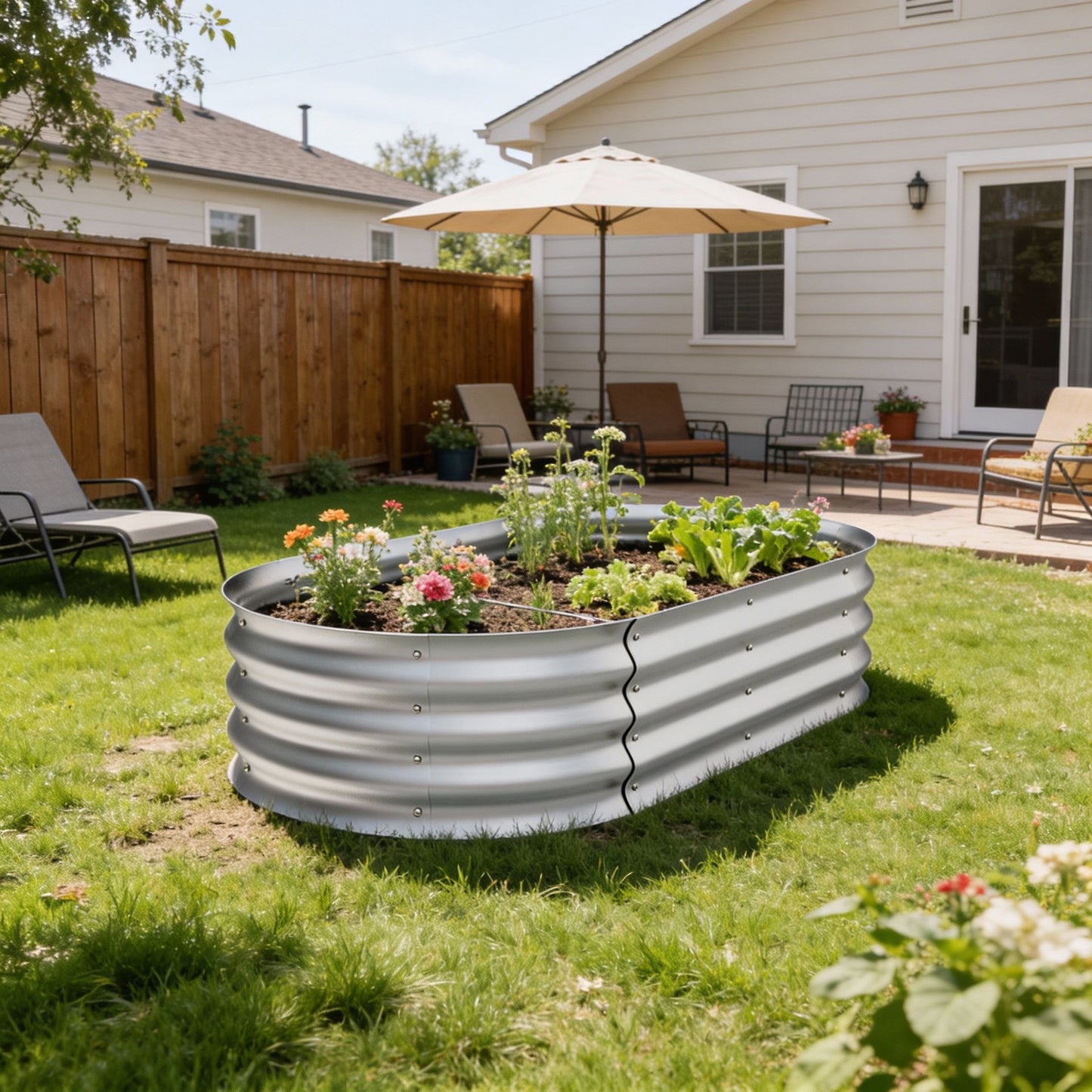 4x2x1ft Modular Raised Garden Bed Set, Durable Stainless Steel Metal Planter Box for Outdoor Vegetables, Herbs & Flowers - PAIHOME