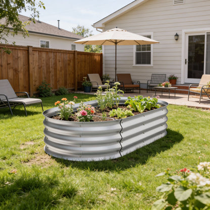 4x2x1ft Modular Raised Garden Bed Set, Durable Stainless Steel Metal Planter Box for Outdoor Vegetables, Herbs & Flowers - PAIHOME