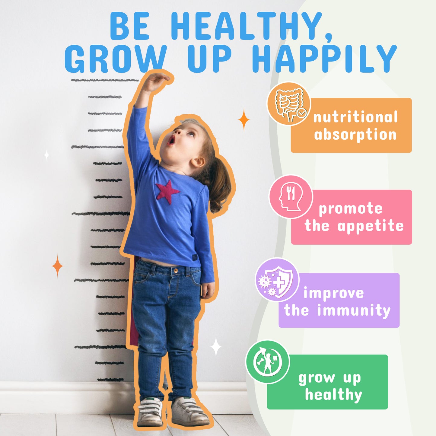 ZEBORA Kids Probiotic & Prebiotics Powder (Age 3+): 5B CFUs, 8 Strains, Org Preb, Orange Ext – Supports Dig/Imm/Resp Health, Reduces Constip – 30Pkts