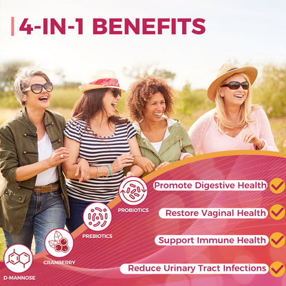 ZEBORA Women's Probiotic 100 Billion CFUs with Prebiotics, D-Mannose & Cranberry - 45 Packets