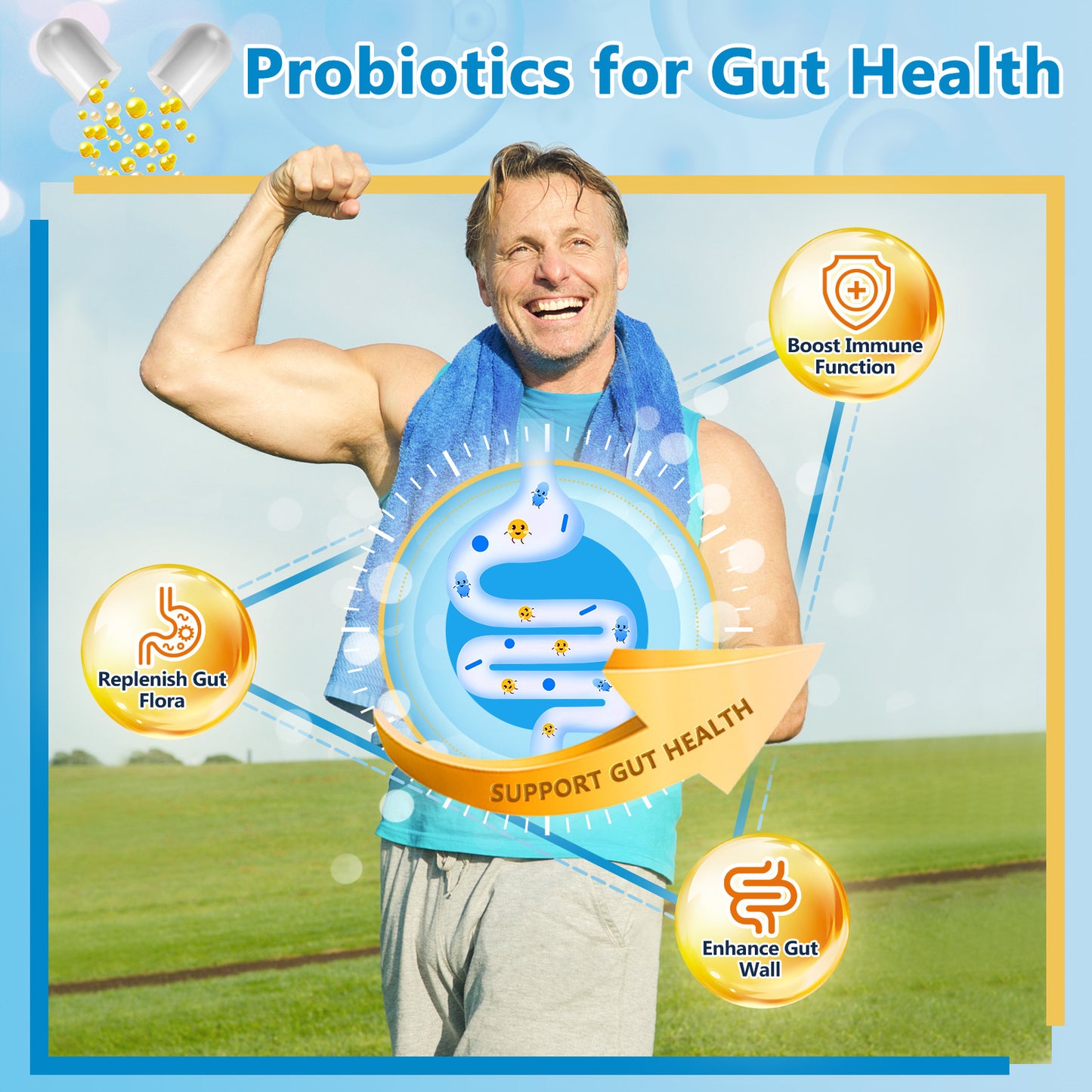 NATURE TARGET Men Probiotics 100Billion CFU with Enzymes PrebioticsSaw Palmetto and Cranberry -90 Veggie Capsules