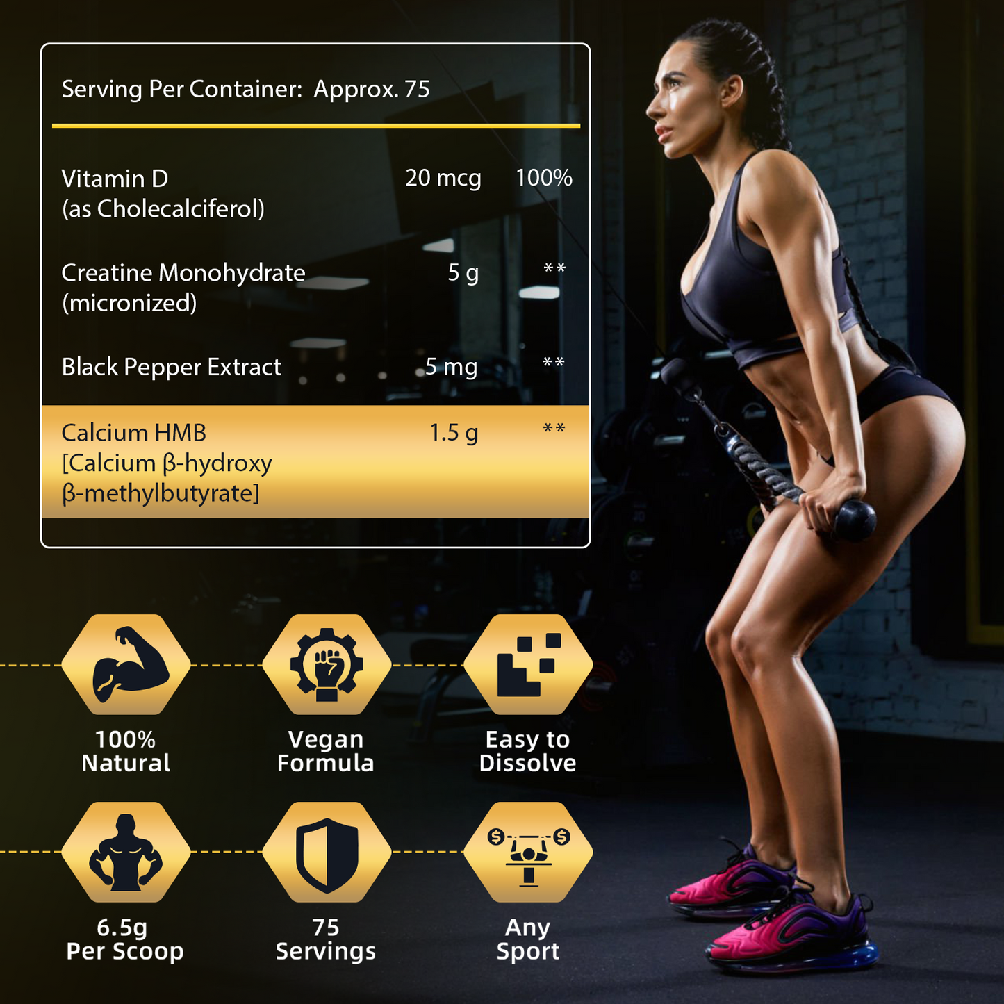 NATURE TARGET Micronized Creatine Monohydrate - 75 srv. For men & women. Boosts performance, strength, muscle growth, workout recovery. Pure, fast-dissolve