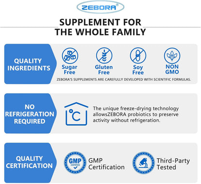 ZEBORA Probiotics for Men 100 Billion CFU - Probiotics & Prebiotics & Enzymes - 90 Veg Capsules