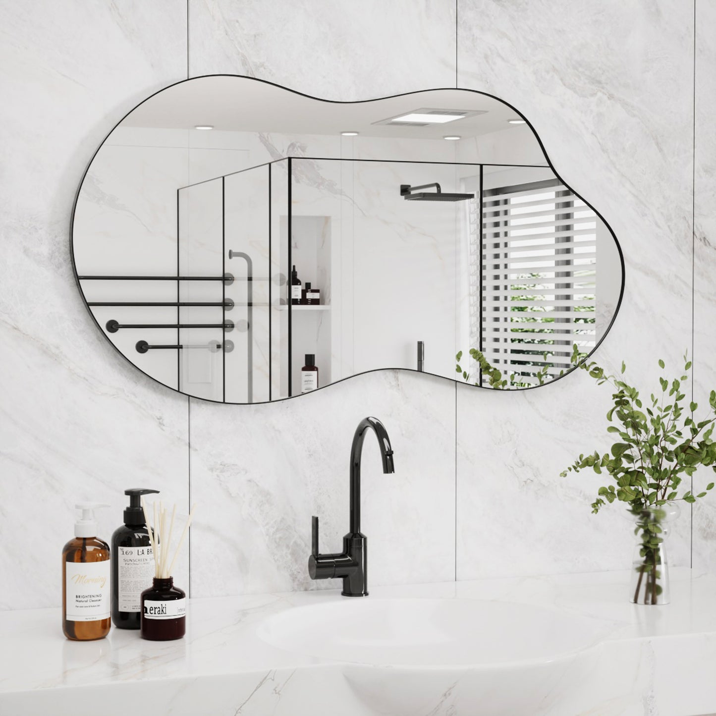 Irregular Wavy Wall Mirror – Asymmetrical Shape, HD Reflection, Modern Decor for Bedroom, Bathroom, Living Room