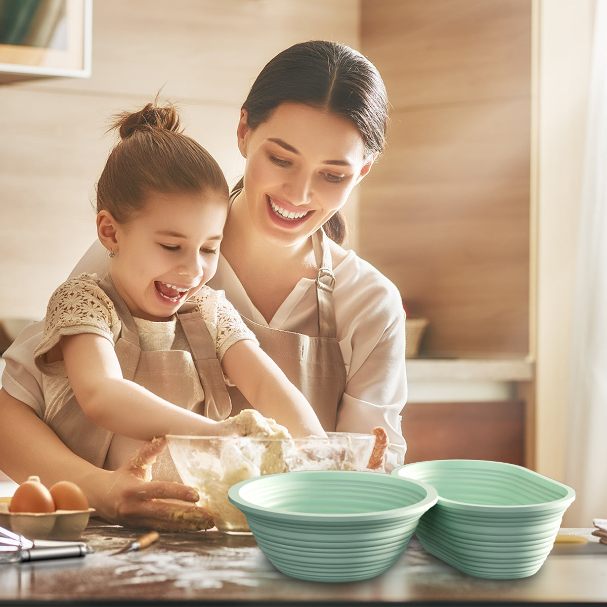 PAIHOME Bread Proofing Basket Set, Starter Kit for Sourdough Baking, Silicone Banneton Bowls for Artisan Loaves