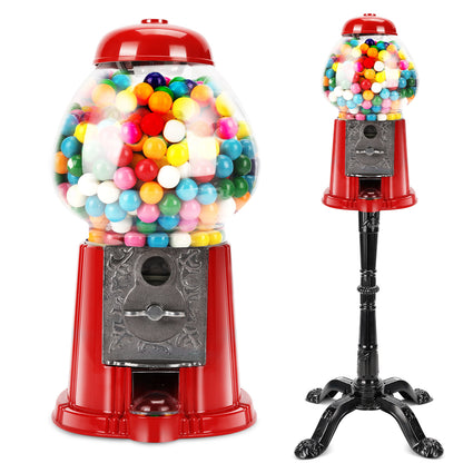 PAIHOME Vintage Red Gumball Machine with Sturdy Metal Stand - 38 Inch Tall Candy Dispenser for Halloween Christmas Fun Party Gift