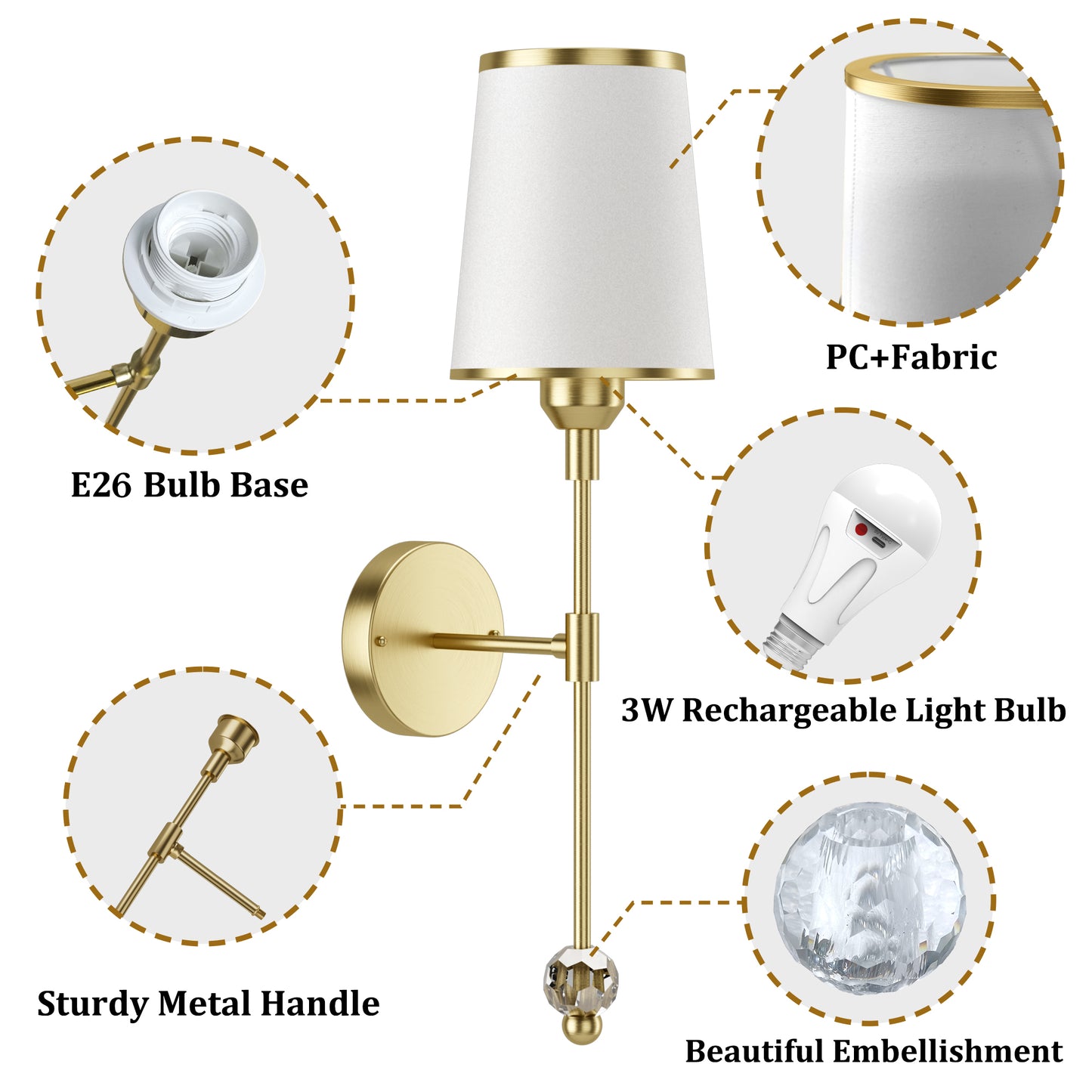 PAIHOME Elegant Wall Sconce Set with Crystal Accent, Bedroom Living Room Hallway Feature Wall Lighting Fixtures