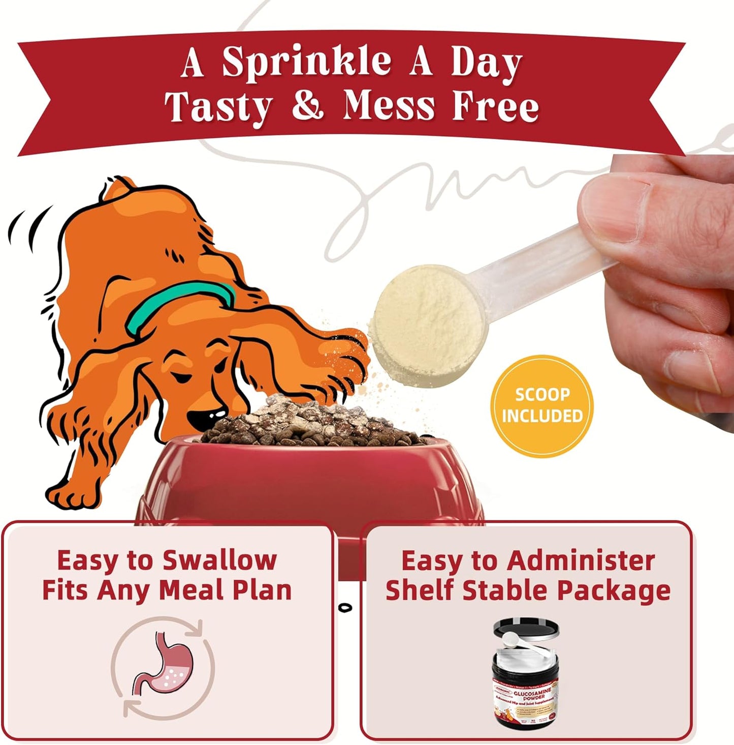 ZEBORA Dog Glucosamine with glucosamine, chondroitin, MSM, omega-3 & collagen. Relieves hip/joint pain, boosts mobility for all breeds - 270g