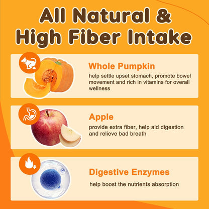 NATURE TARGET Dog Pumpkin: All-natural fiber with digestive enzymes & apple. Supports healthy stool, relieves diarrhea & constipation - 60 Scoops